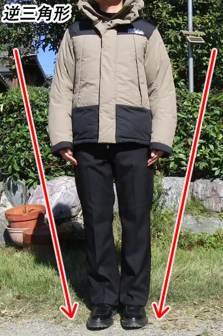 細身男性におすすめの逆三角形コーデ