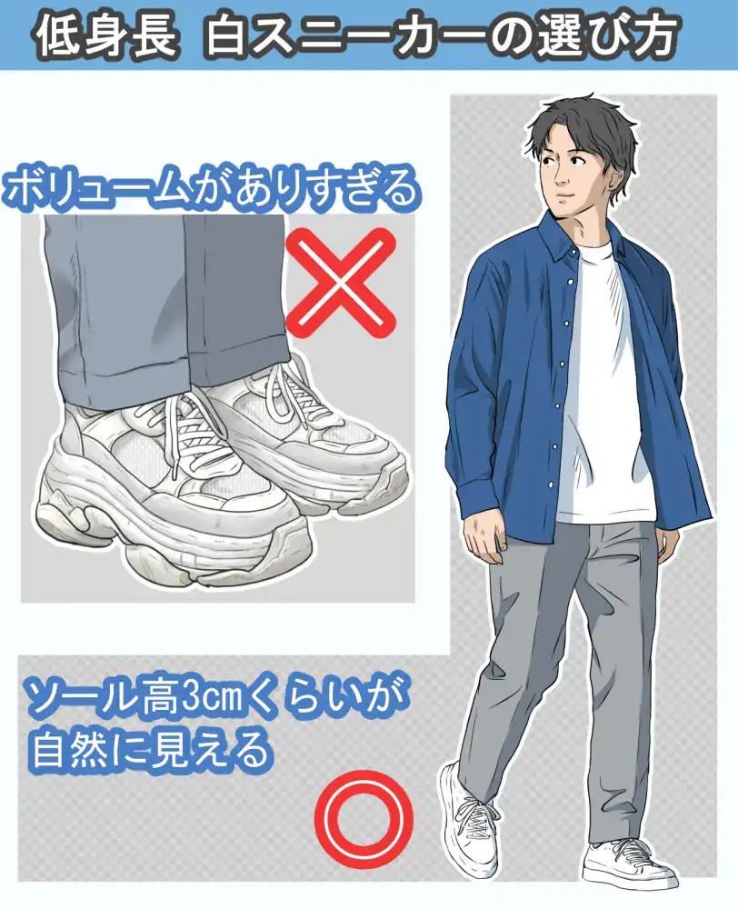 低身長にNGの白スニーカーとおすすめスニーカー