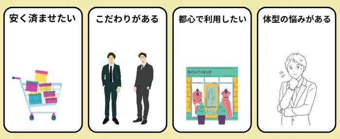 目的別メンズセットアップおすすめの購入場所
