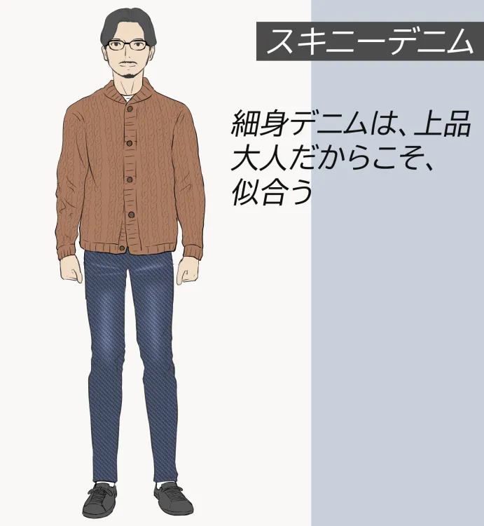 スキニーデニムを着た男性