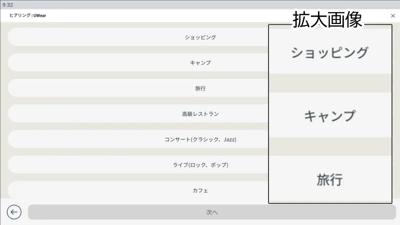 Uwearのインターフェース