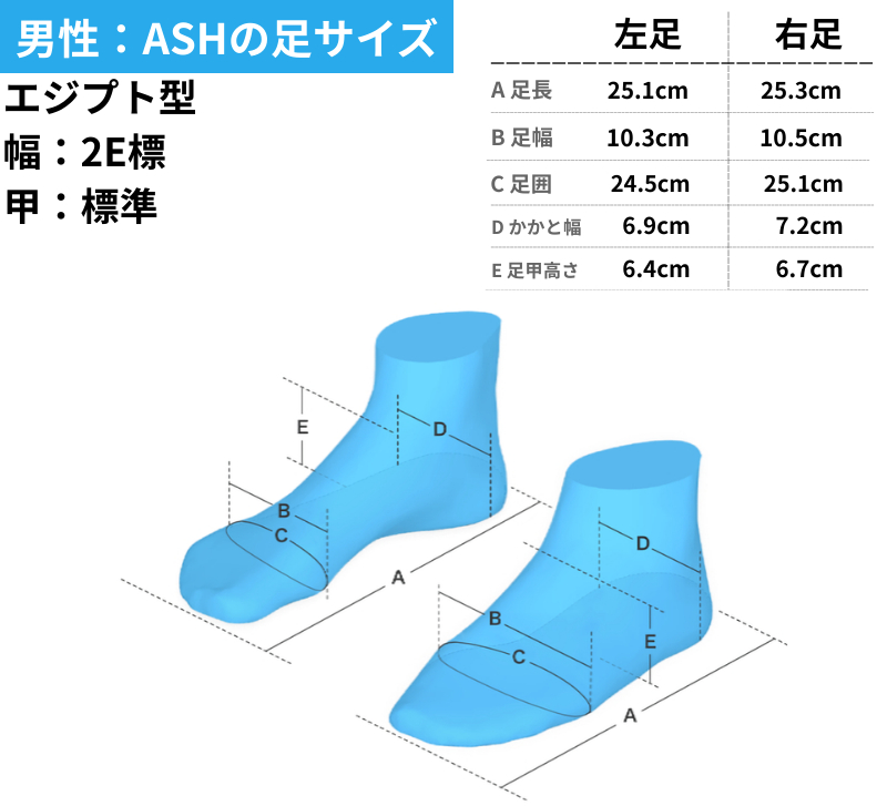 アッシュの足のサイズについて