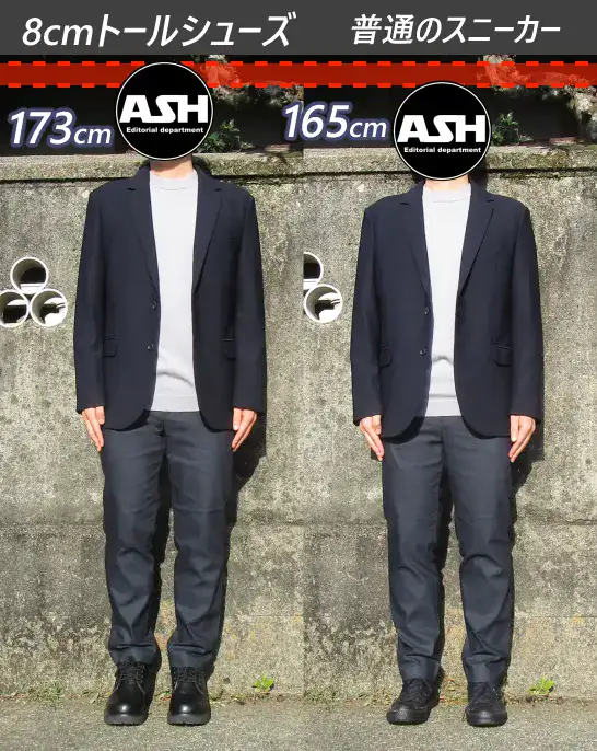 トールシューズの靴を着用した筆者