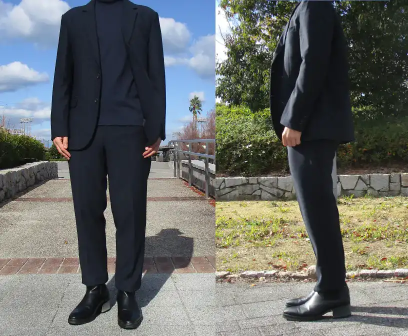 グラベラのヒールブーツを履いた165cmの男性筆者