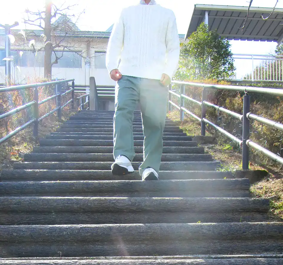 LORRYの歩き心地は、階段もぐらつかず降りられる安定感